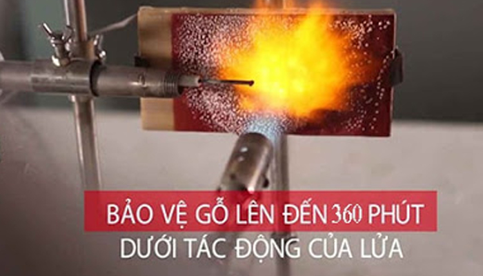 gỗ sử dụng sơn chống cháy phồng rộp